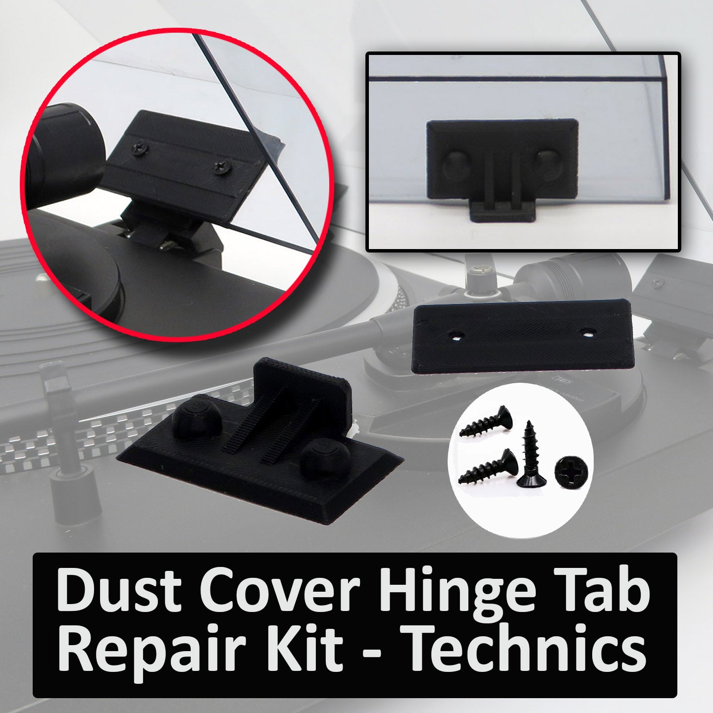 Technics Turntable  Dust Cover Hinge Repair Kit Fits all tab style technics lids